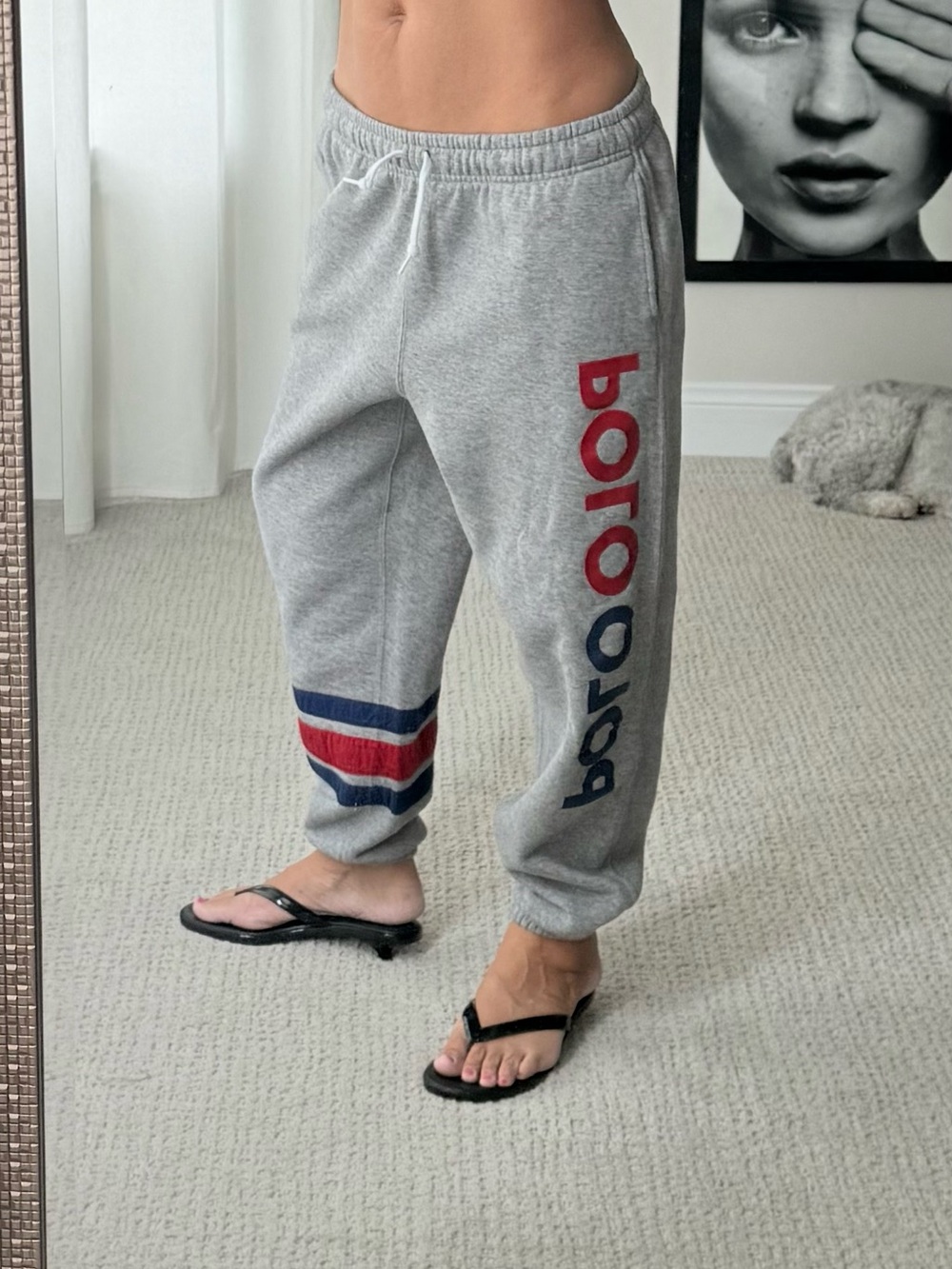Polo Ralph Lauren Gray Sweatpants with Blue & Red stripes - Picture 3 of 7